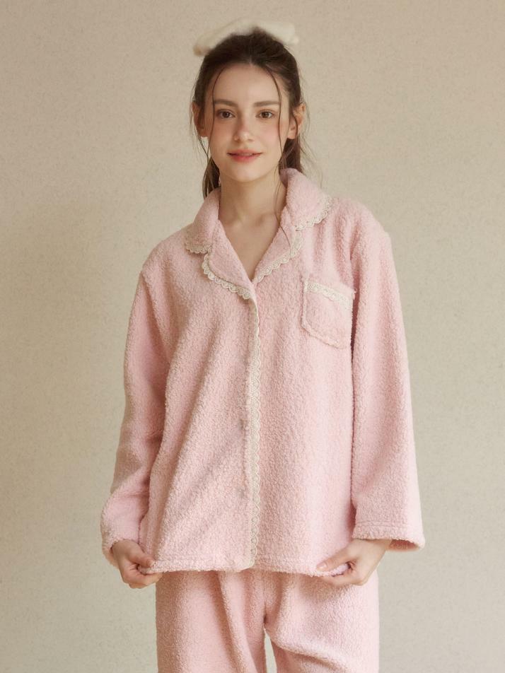 여성 조슈아 양털 긴소매 카라넥 투피스 잠옷(3C)