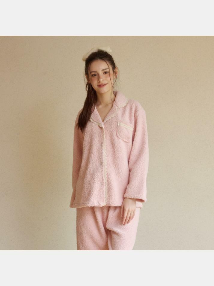 여성 조슈아 양털 긴소매 카라넥 투피스 잠옷(3C)