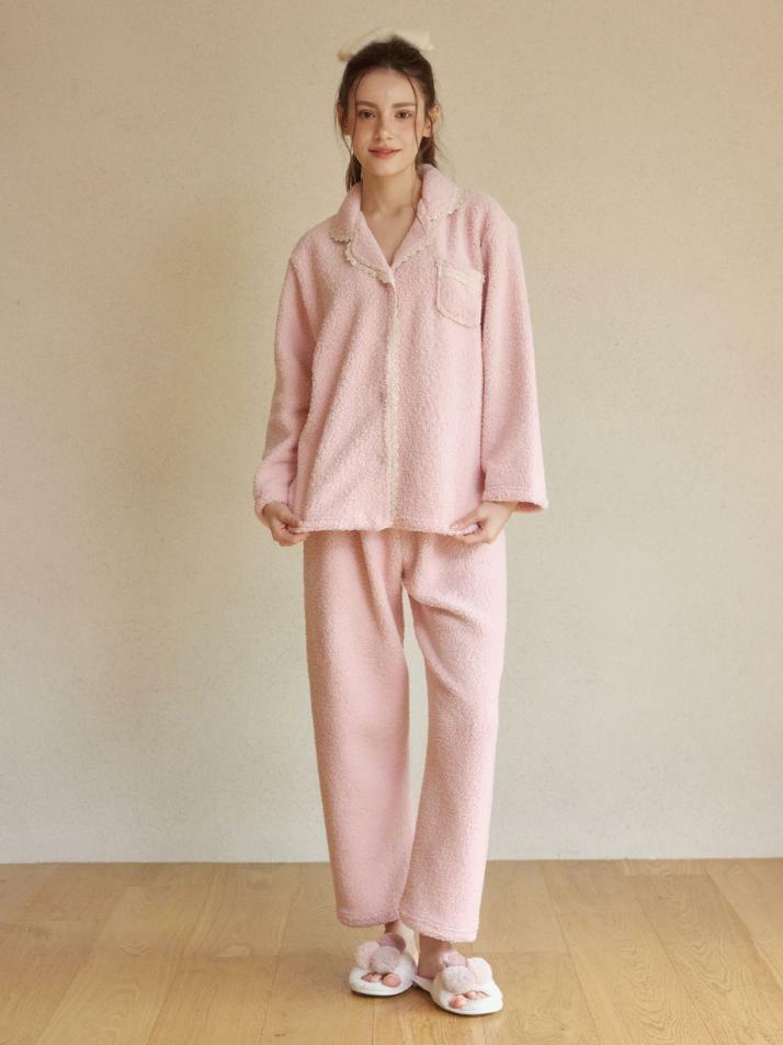 여성 조슈아 양털 긴소매 카라넥 투피스 잠옷(3C)