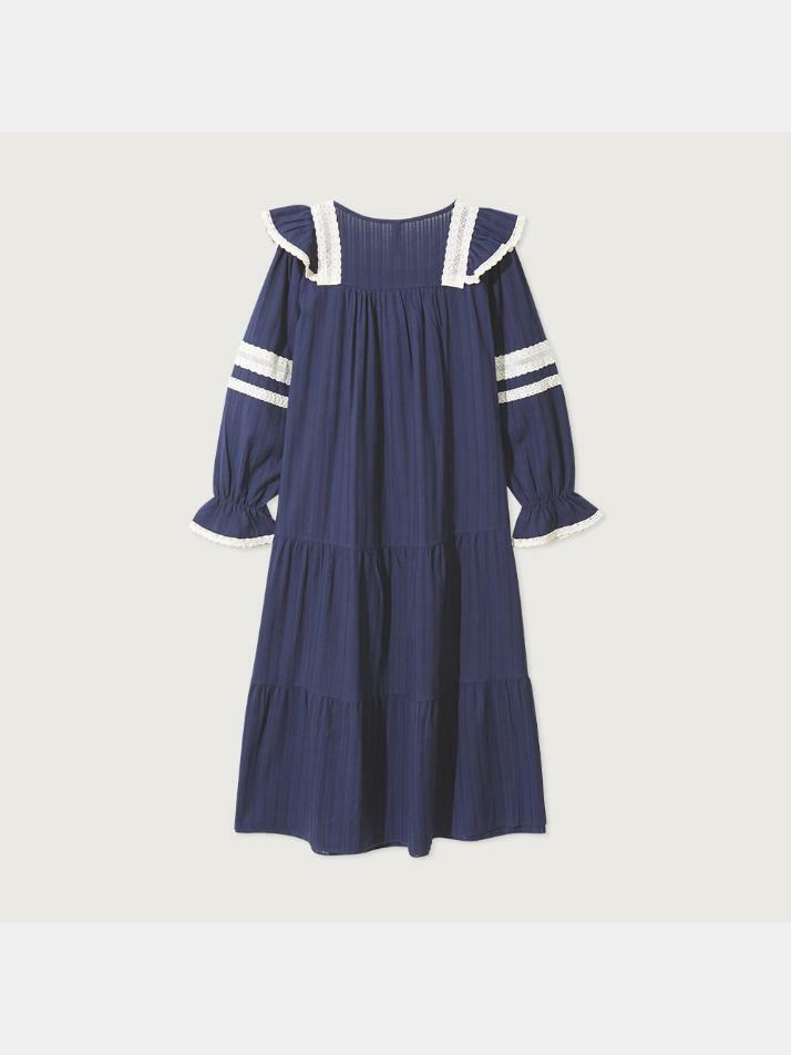 여성 엠마 코튼 스퀘어넥 긴소매 원피스 잠옷