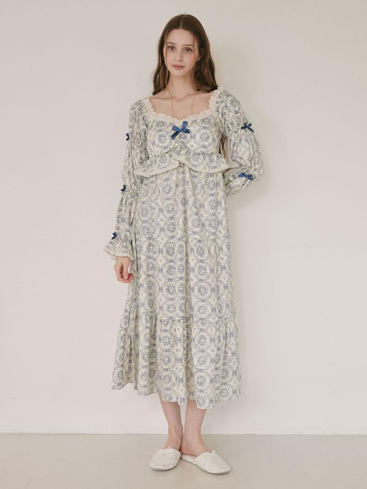 여성 쏠레유 모달코튼 브라캡내장 긴소매 원피스 잠옷