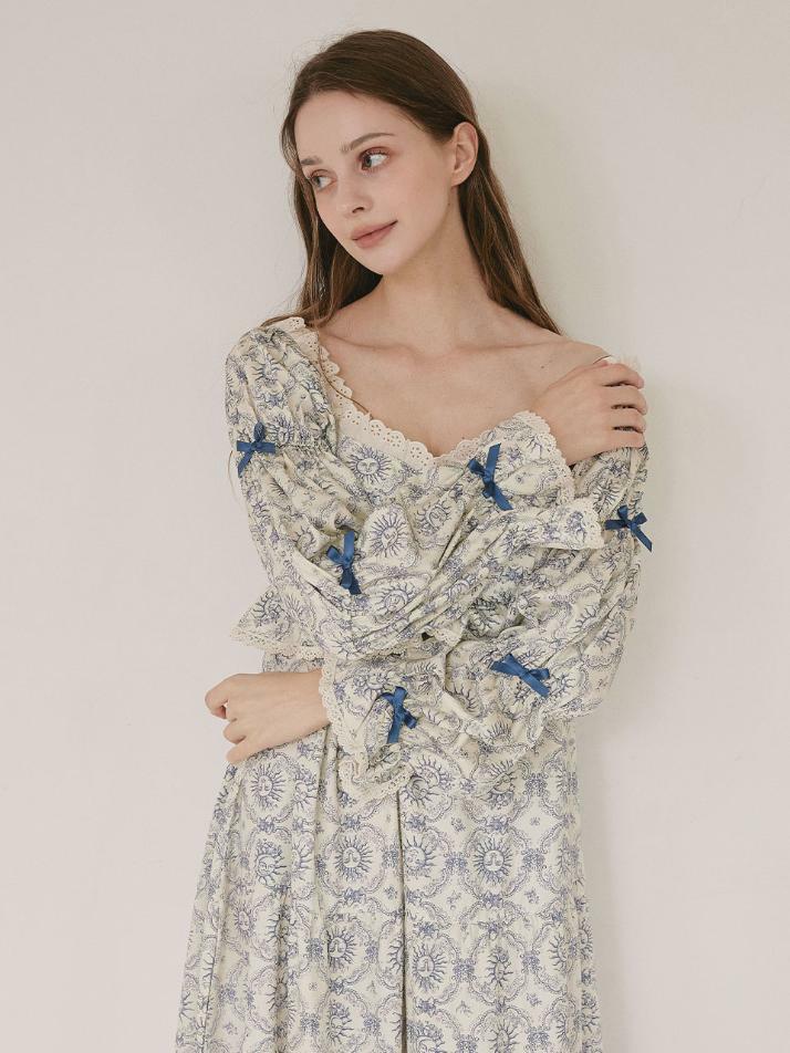 여성 쏠레유 모달코튼 브라캡내장 긴소매 원피스 잠옷