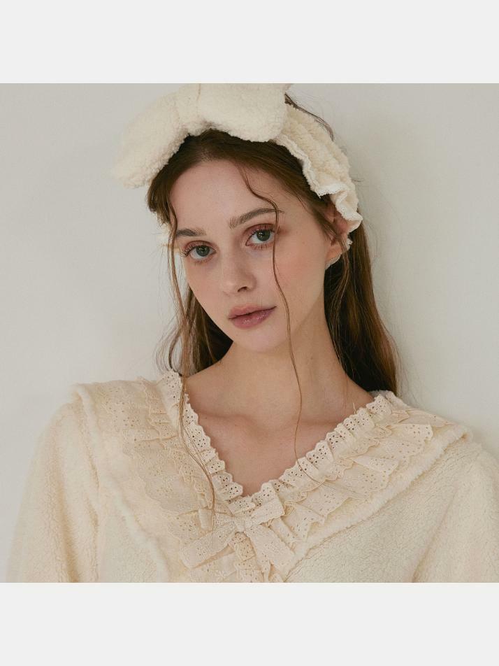 여성 브리시 양털 긴소매 원피스 수면잠옷