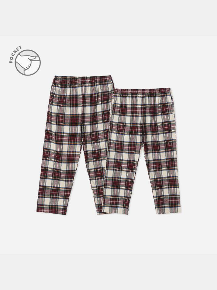 남여 발렌타인체크 약기모 포켓 파자마팬츠