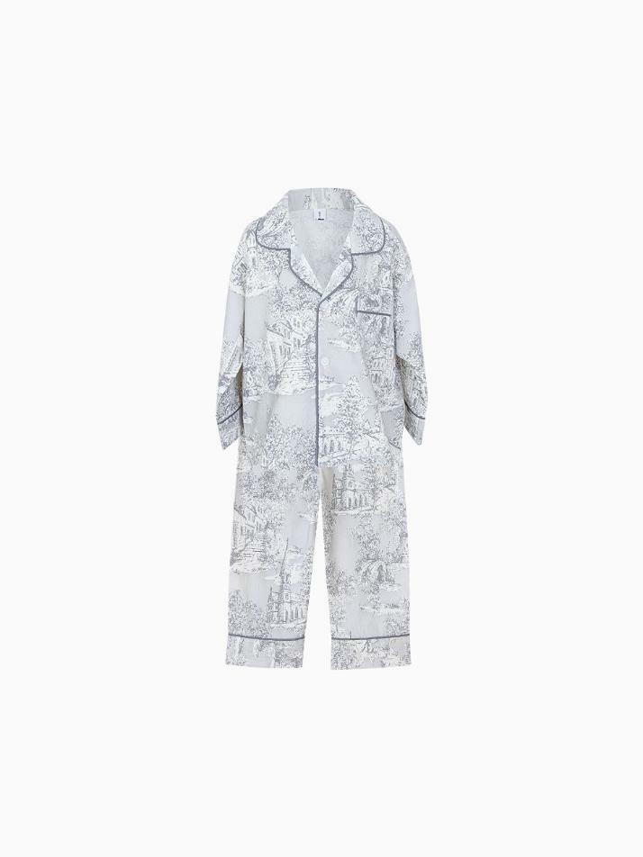 아동 마델 코튼 긴소매 카라 투피스 잠옷