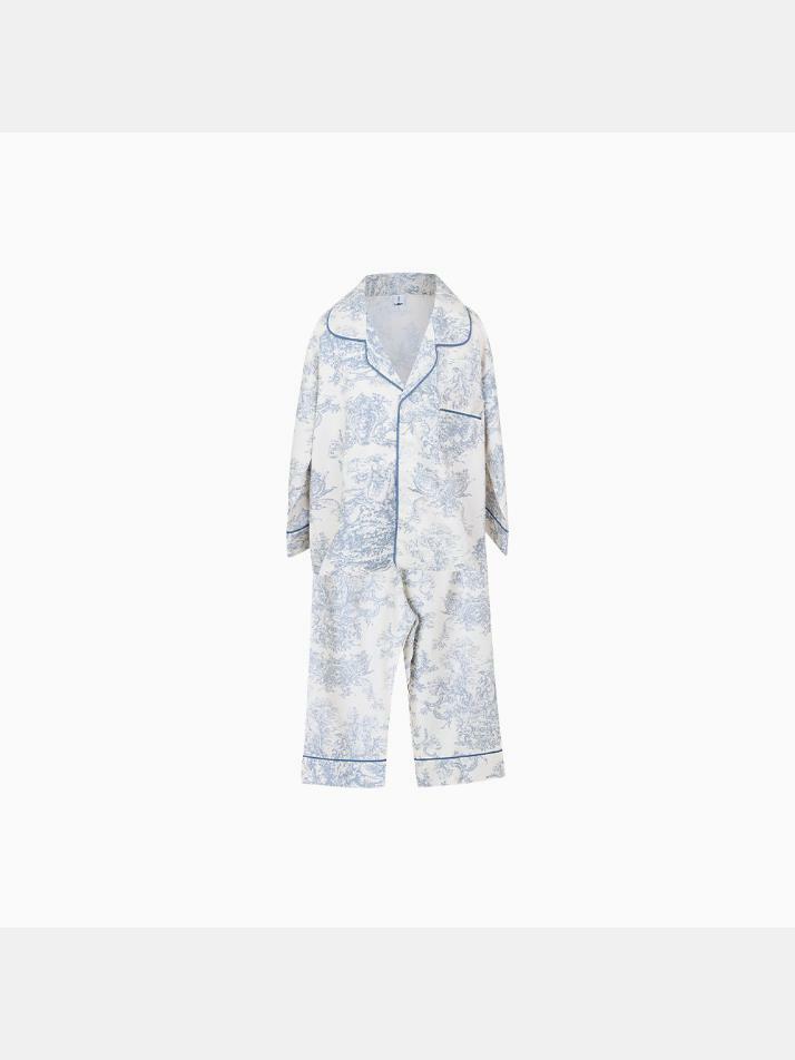 아동 베르사유 모달코튼 긴소매 카라 투피스 잠옷