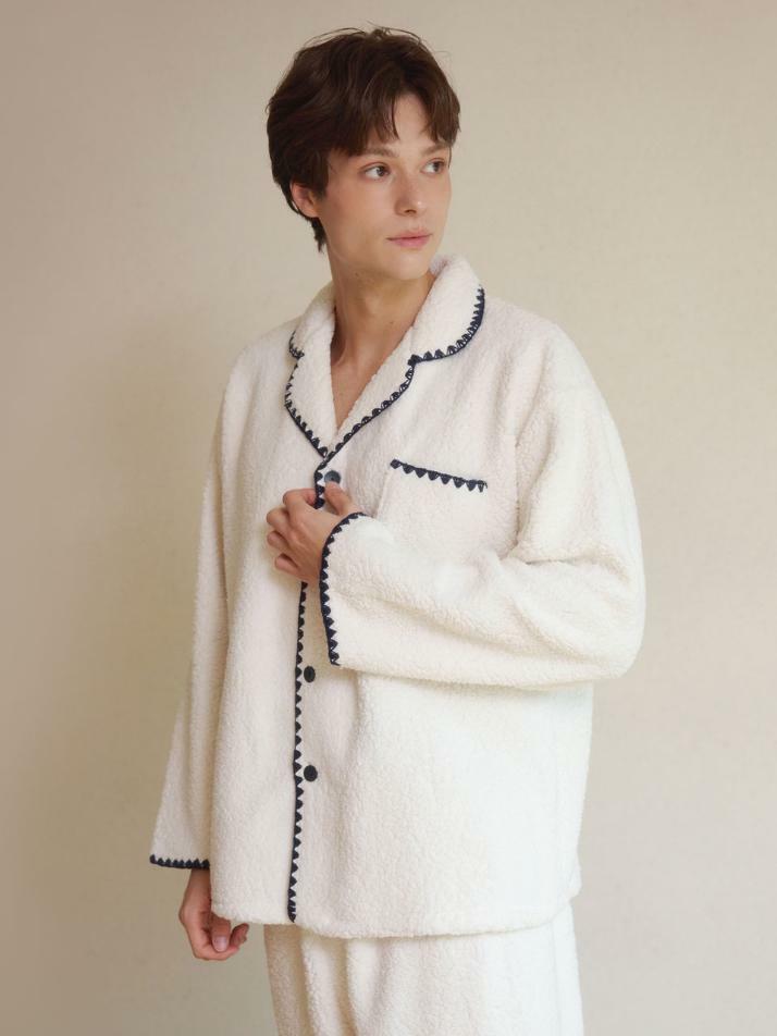 남성 캐롤 양털 수면 투피스 잠옷