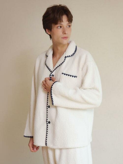 남성 캐롤 양털 수면 투피스 잠옷