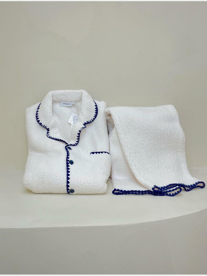 남성 캐롤 양털 수면 투피스 잠옷