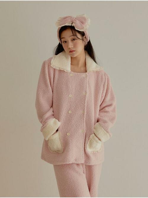 여성 솜사탕 더블버튼 양털상하(2C긴소매카라넥)