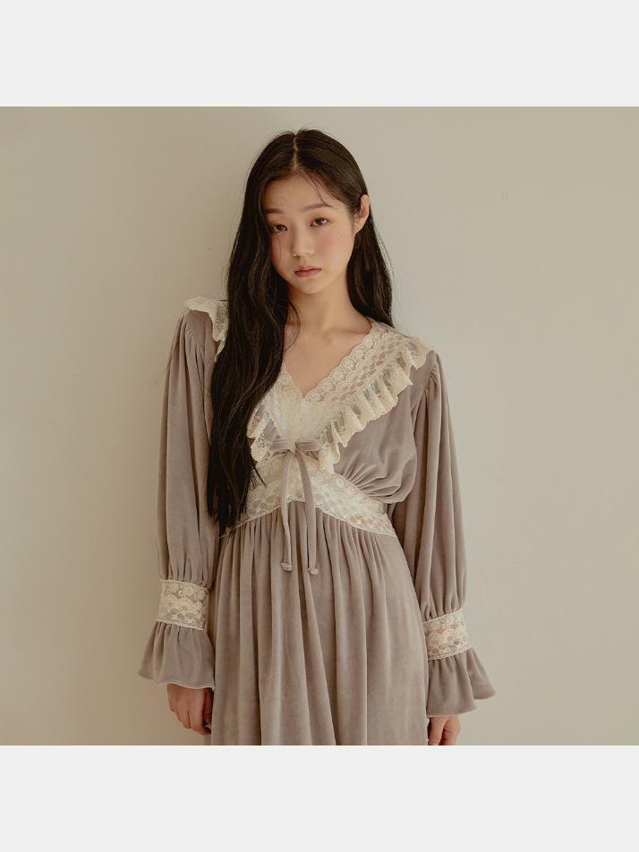 여성 그라나다 밍크스판 브이넥 원피스 잠옷(3C)