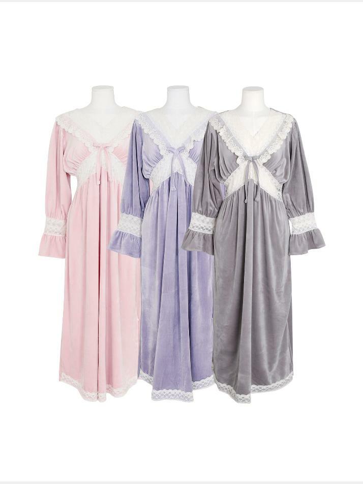 여성 그라나다 밍크스판 브이넥 원피스 잠옷(3C)