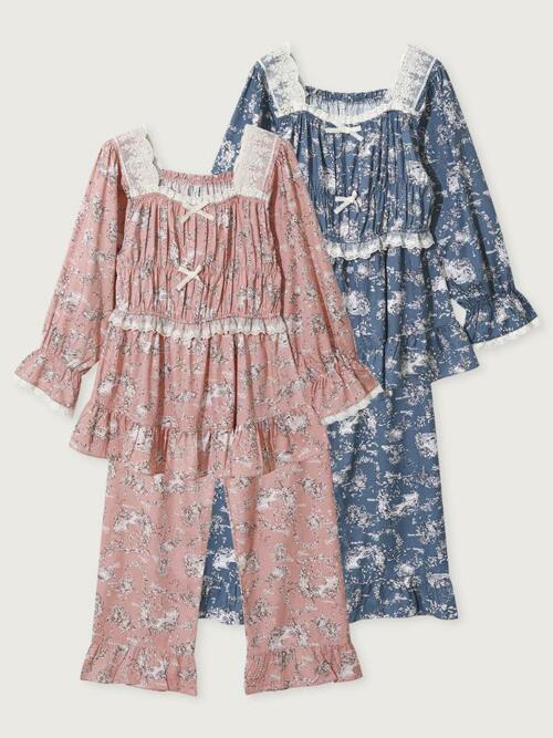 여성 샬롯 모달코튼 긴소매 스퀘어넥 투피스 잠옷(2C)