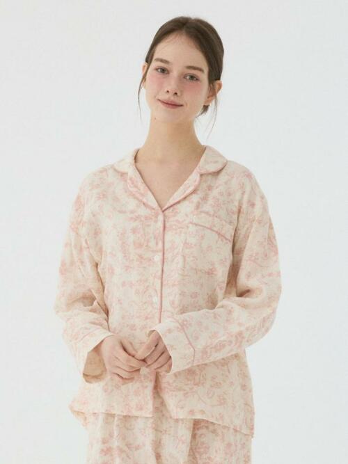 여성 로얄가든 코튼 긴소매 카라넥 투피스 잠옷(2C)