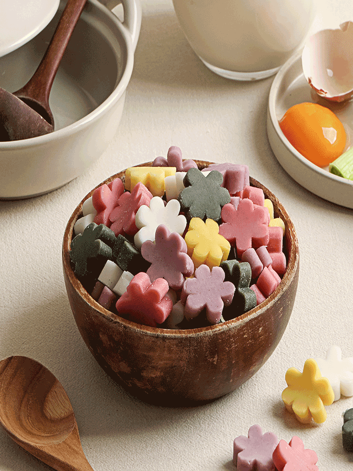 [리타방앗간] 오색꽃떡국 500g*1팩+육수대장20g*3팩