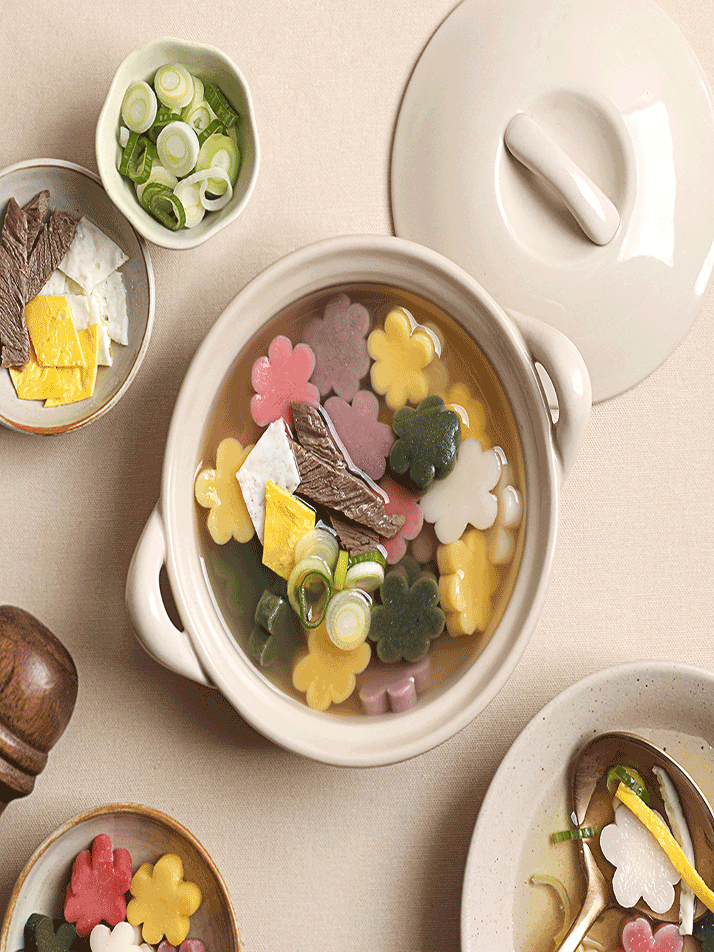 [리타방앗간] 오색꽃떡국 500g*1팩+육수대장20g*3팩