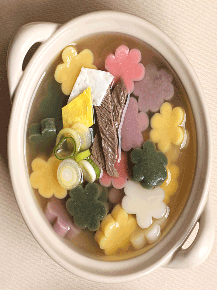 [리타방앗간] 오색꽃떡국 500g*1팩+육수대장20g*3팩