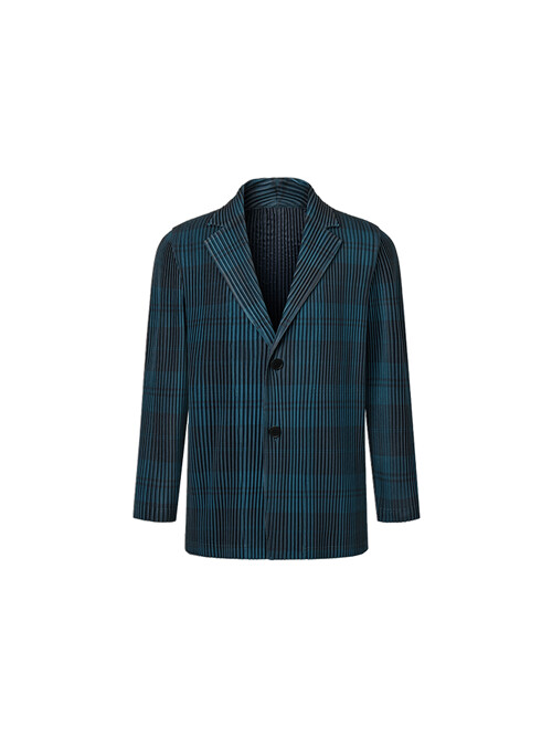 [남성] 테일러드 플리츠 체크 자켓 (다크 그린)