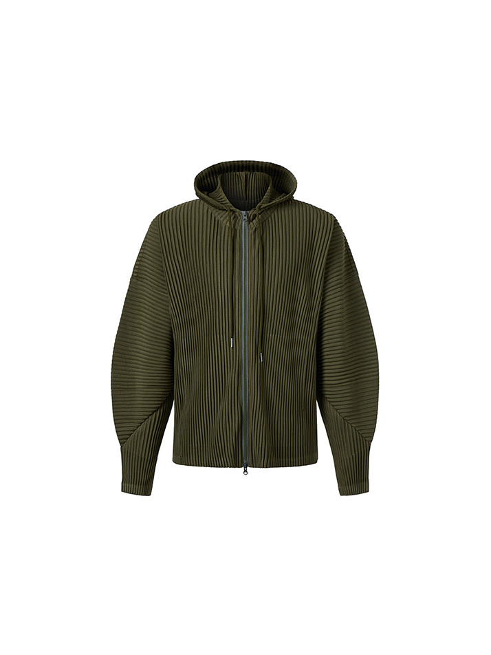 [공용] 투웨이 플리츠 후드집업 아우터 [카키]
