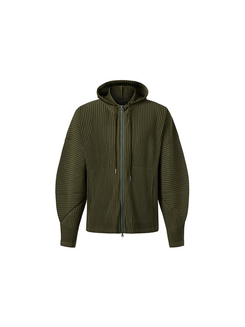 [공용] 투웨이 플리츠 후드집업 아우터 [카키]