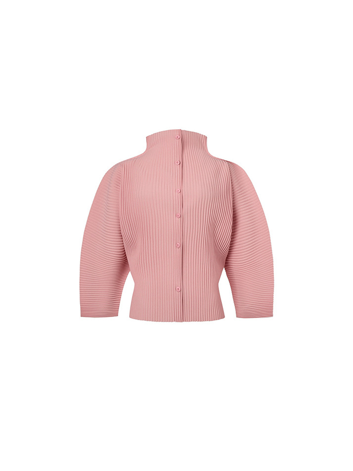 [여자] 꽁띠 하프넥 드랍숄더 플리츠 가디건 [핑크]