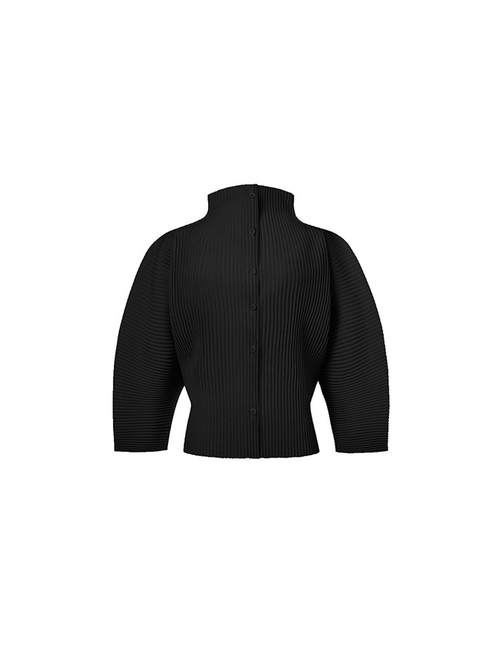 [여자] 꽁띠 하프넥 드랍숄더 플리츠 가디건 [블랙]