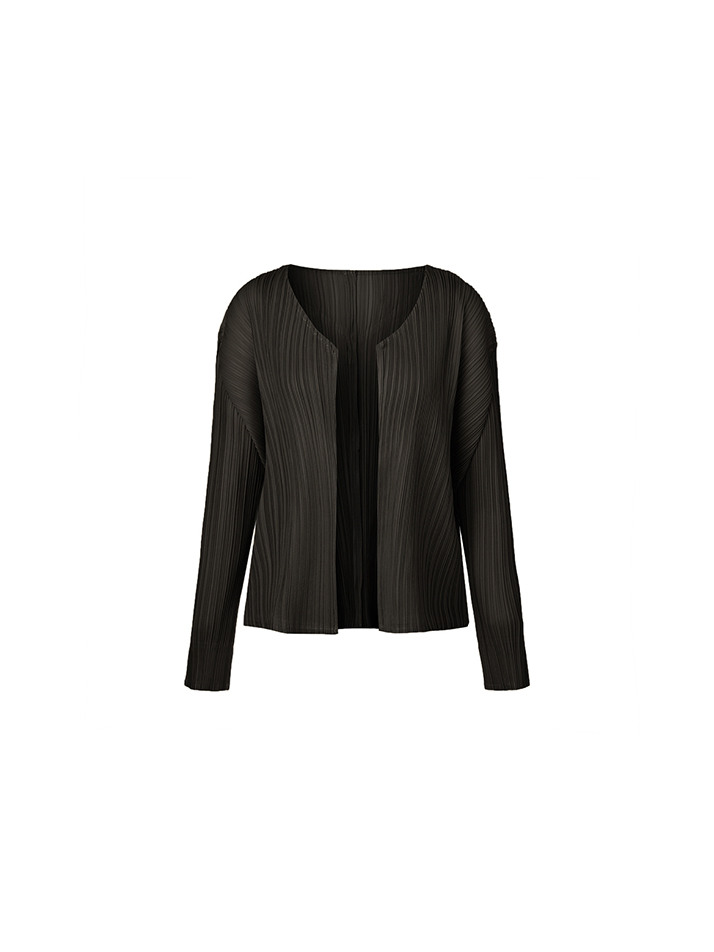 [여성] 볼레로 노카라 플리츠 숏 가디건 (블랙)