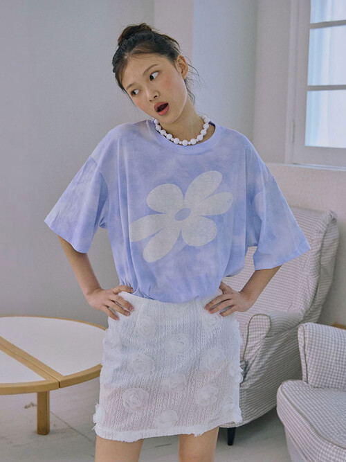Flower Graphic Tee_Light Blue
