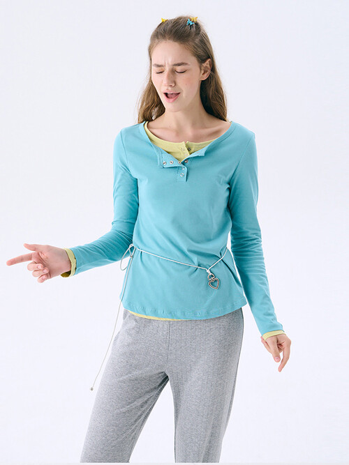 [Steady Seller]Solid Henry Neck T-shirt_Mint