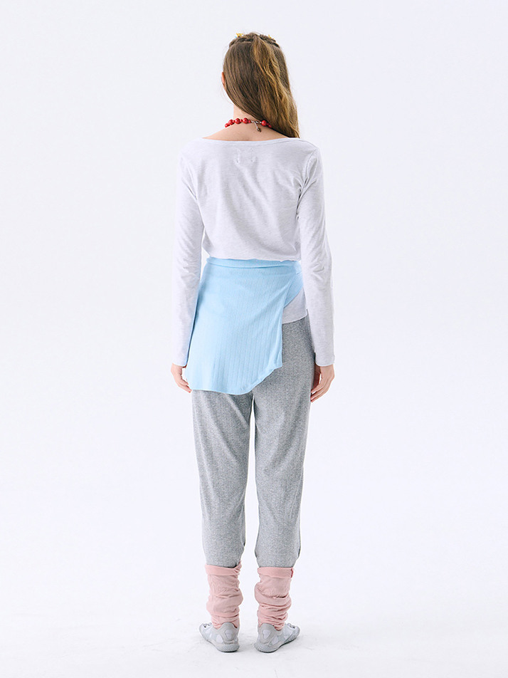 [Steady Seller]Solid Henry Neck T-shirt_Melange GREY