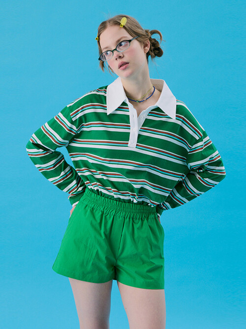 [Steady Seller]VOL11.Stripe Rugby Boxy T_GREEN