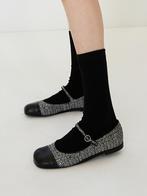 Lua Mary Jane Flats Tweed Grey