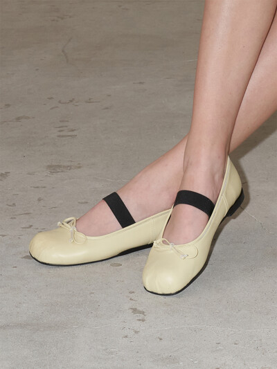 Lumi Ballet Flats Leather Cream Yellow