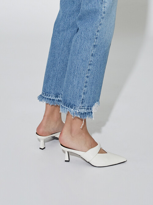 Anna Mules 6cm Heels Crush Nappa Off-White