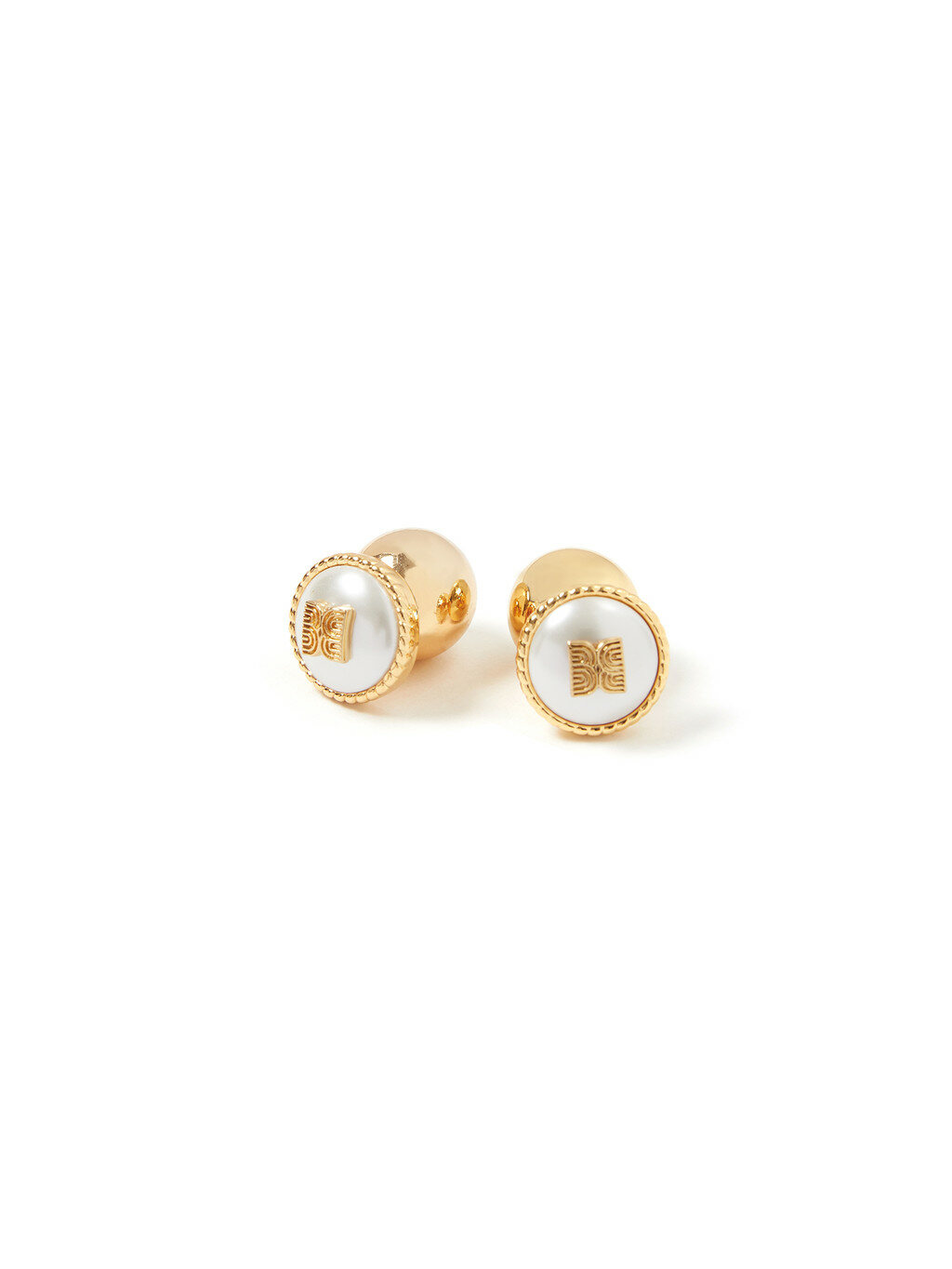 VENUS Petit Pearl Logo Earrings - Gold/Ivory