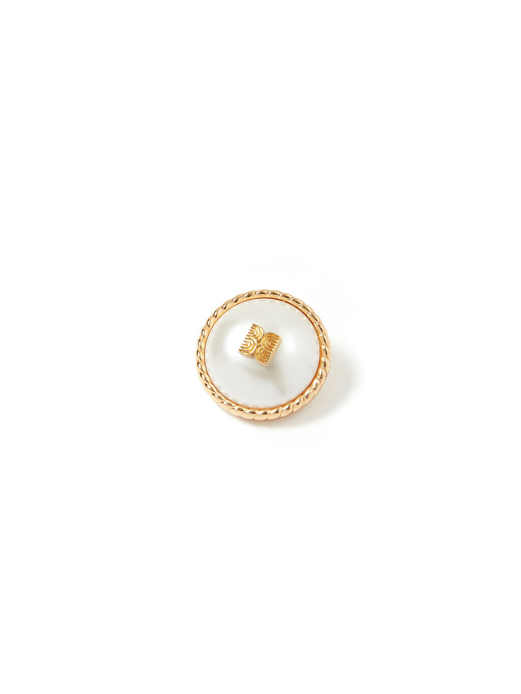 VEENA Pearl Logo Brooch - Gold/Ivory