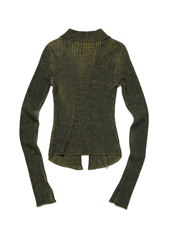 KNITTED TWO TONE SHIRT (BLACK/YELLOW)