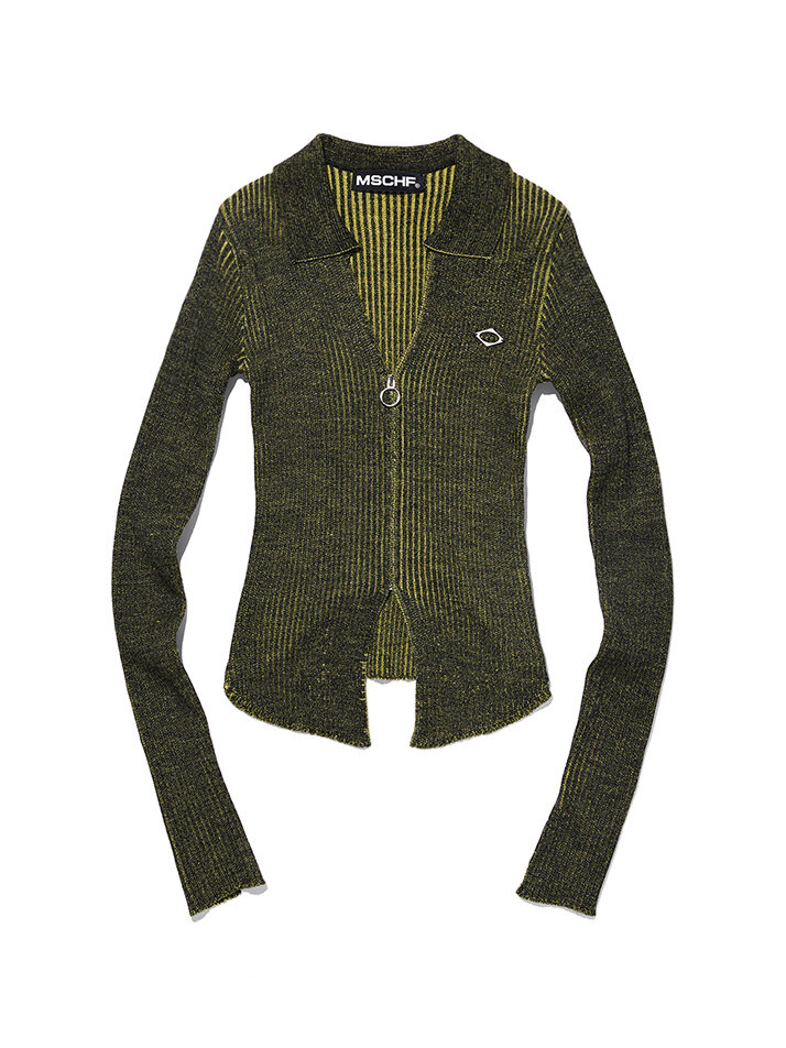 KNITTED TWO TONE SHIRT (BLACK/YELLOW)