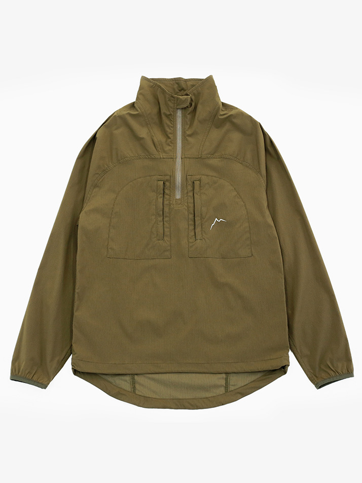 Stretch Nylon Half Zip Jacket - Brown Khaki