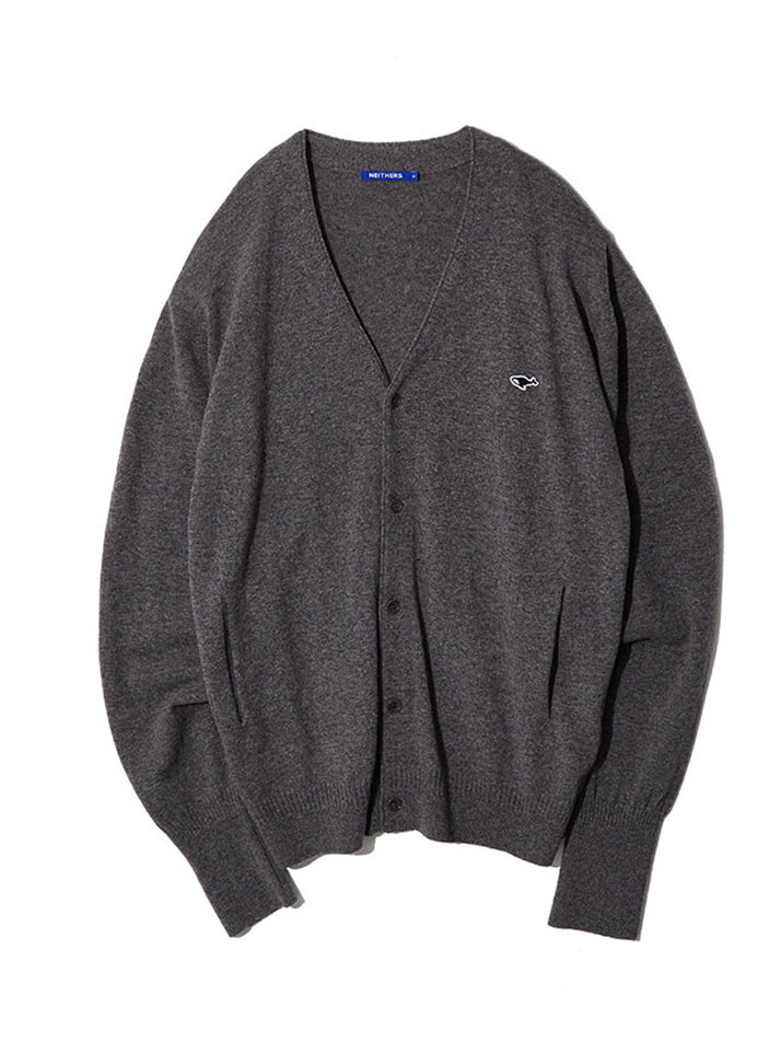 MERINO WOOL CARDIGAN (CHARCOAL GREY)