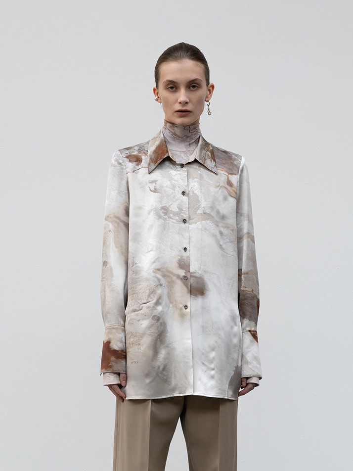 21FW SLIM SILKY SHIRT - PRINT