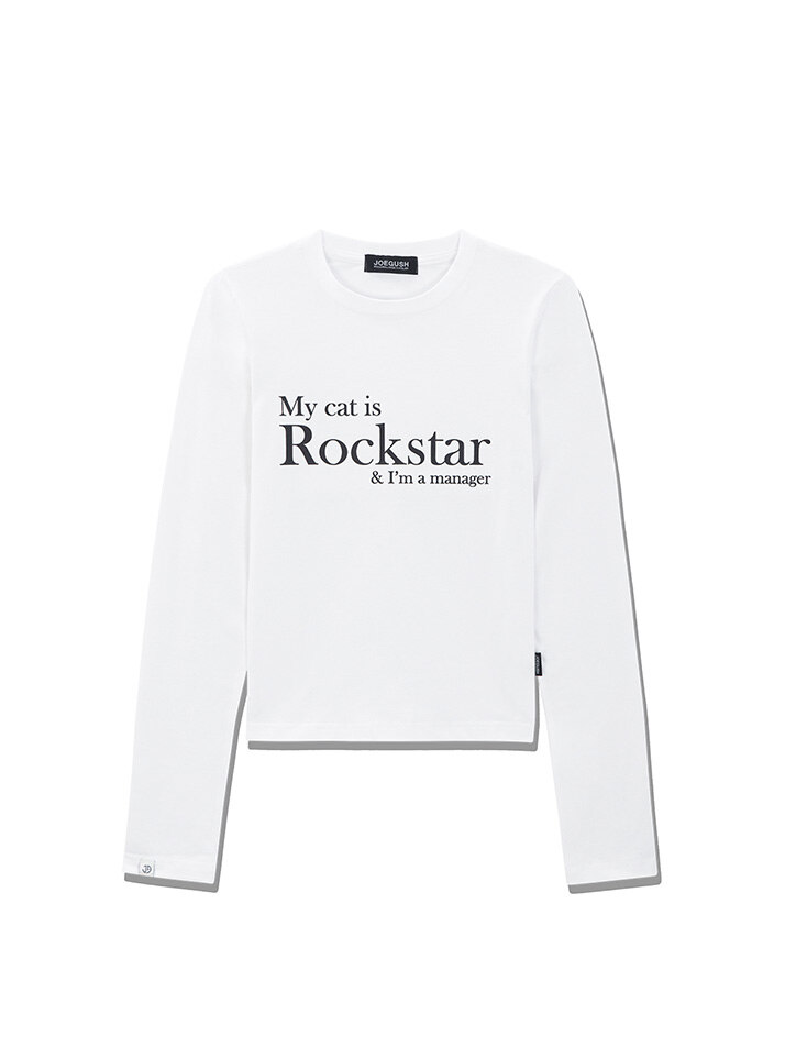 MY CAT IS ROCKSTAR L/S (CROP VER.) WHITE