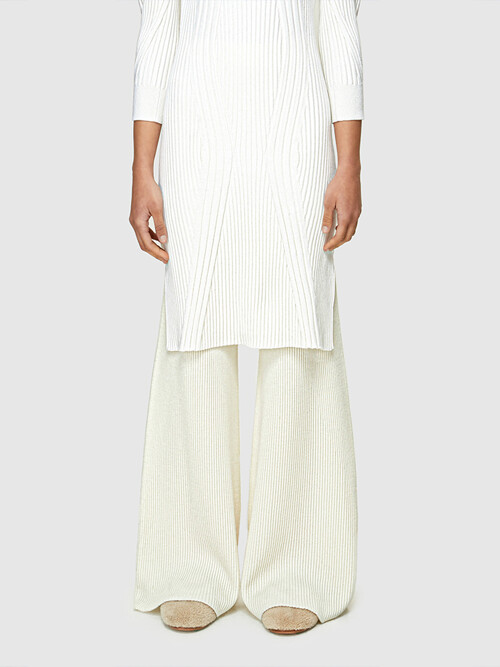 22FW SLIM SIDE KNIT PANTS - IVORY