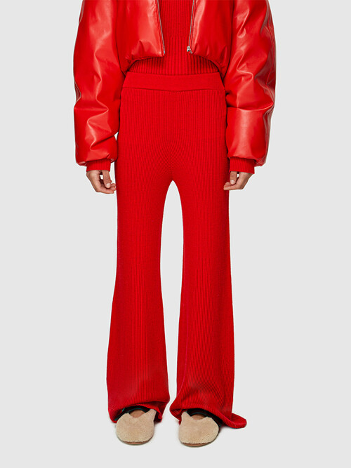 22FW SLIM SIDE KNIT PANTS - RED