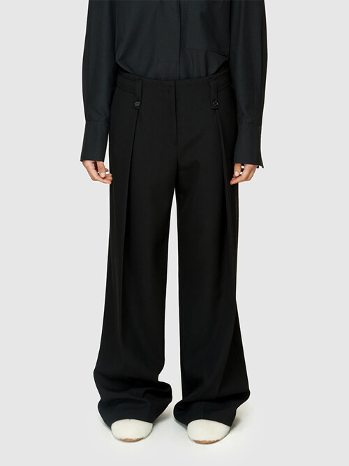 22FW BELT LOOP POINT TROUSERS - BLACK