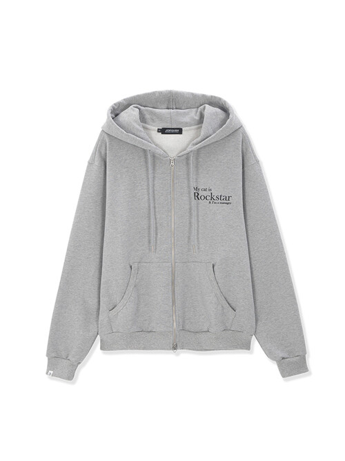 SMILE ROCKSTAR ZIP UP HOODIE (GREY/BLACK)