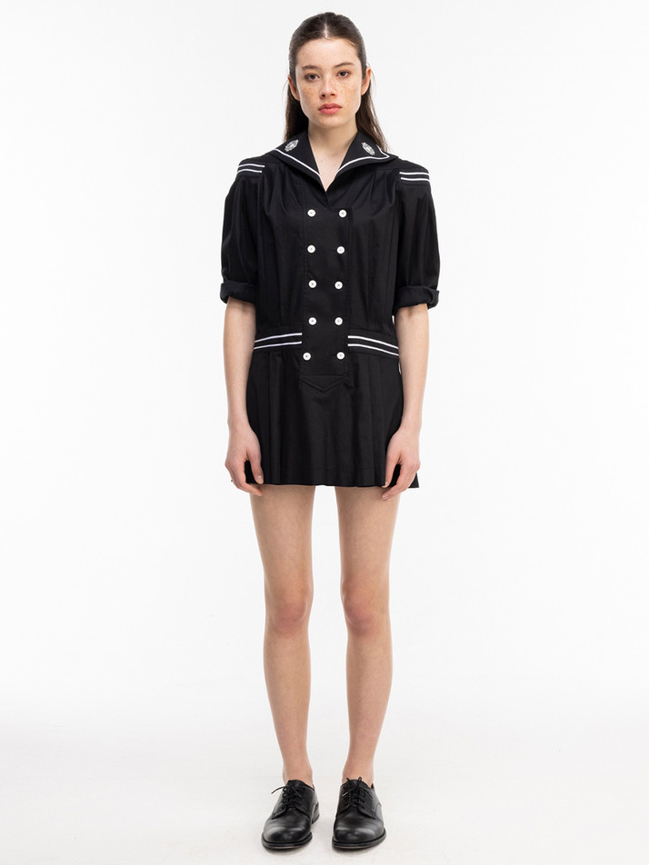 23SS SAILOR COTTON MINI DRESS - BLACK