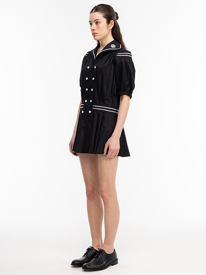 23SS SAILOR COTTON MINI DRESS - BLACK