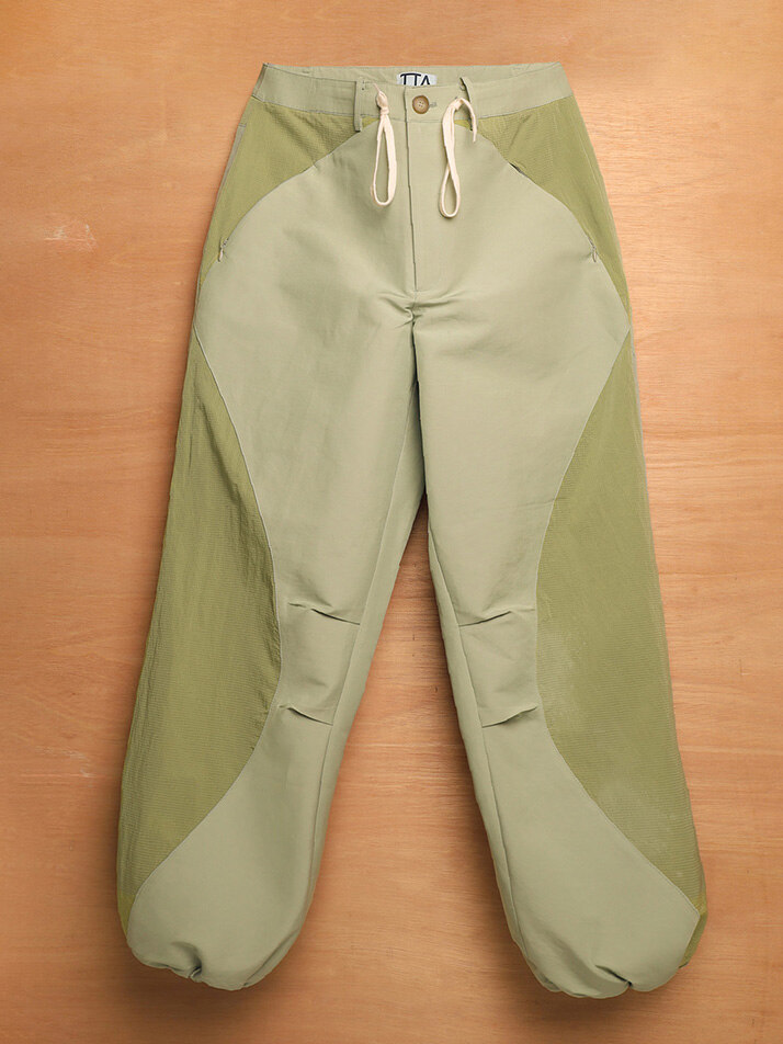 ASYMMETRIC WAVE PANTS-EARTHY GREEN