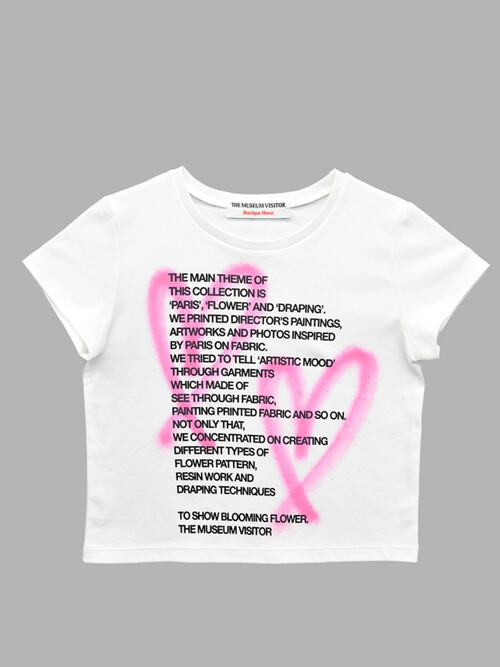 CROP HEART SPRAYED T-SHIRTS (WHITE)